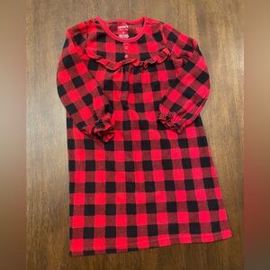 Carter’s Buffalo Plaid Sleep Gown 3T Red Black Pajama Dress Cozy